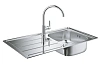 Кухонная мойка GROHE Bau Edge K200 45 -S 86/50 1.0 со смесителем для кухни (31562SD0)