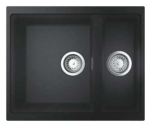 Кухонная мойка GROHE K500 с 1,5 чашей, 555 x 460 мм, черный гранит (31648AP0) Кухонная мойка GROHE K500 с 1,5 чашей, 555 x 460 мм, черный гранит (31648AP0)