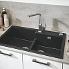 Кухонная мойка GROHE K500 с 2 чашами, 860 x 500 мм, черный гранит (31649AP0) Кухонная мойка GROHE K500 с 2 чашами, 860 x 500 мм, черный гранит (31649AP0)