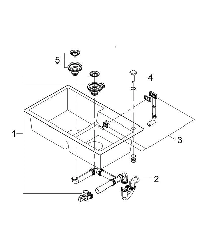 Кухонная мойка GROHE K500 с 2 чашами, 860 x 500 мм, черный гранит (31649AP0) Кухонная мойка GROHE K500 с 2 чашами, 860 x 500 мм, черный гранит (31649AP0)