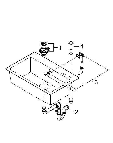 Кухонная мойка GROHE K700 с одной чашей, 780 x 510 мм, черный гранит (31652AP0) Кухонная мойка GROHE K700 с одной чашей, 780 x 510 мм, черный гранит (31652AP0)