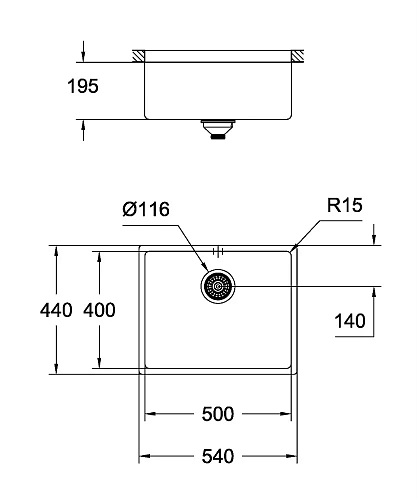 Кухонная мойка Grohe K700U из нержавеющей стали под столешницу, 31574SD0 Кухонная мойка Grohe K700U из нержавеющей стали под столешницу, 31574SD0