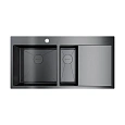 Кухонная мойка Omoikiri Akisame 100-2-GM-L нерж.сталь/вороненая сталь 4973103 Кухонная мойка Omoikiri Akisame 100-2-GM-L нерж.сталь/вороненая сталь 4973103