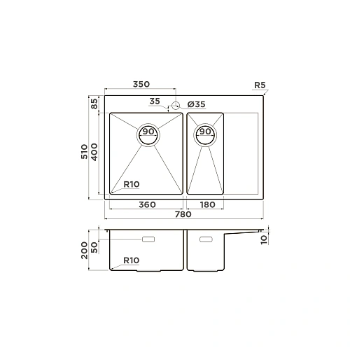 Кухонная мойка Omoikiri Akisame 78-2-GM-L нерж.сталь/вороненая сталь 4973101 Кухонная мойка Omoikiri Akisame 78-2-GM-L нерж.сталь/вороненая сталь 4973101