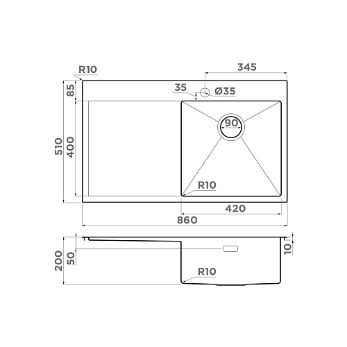 Кухонная мойка Omoikiri Akisame 86-IN-R нерж.сталь/нержавеющая сталь 4993763 Кухонная мойка Omoikiri Akisame 86-IN-R нерж.сталь/нержавеющая сталь 4993763