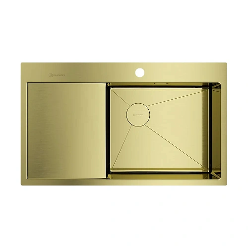 Кухонная мойка Omoikiri Akisame 86-LG-R Side нержавеющая сталь/светлое золото 4997046 Кухонная мойка Omoikiri Akisame 86-LG-R Side нержавеющая сталь/светлое золото 4997046