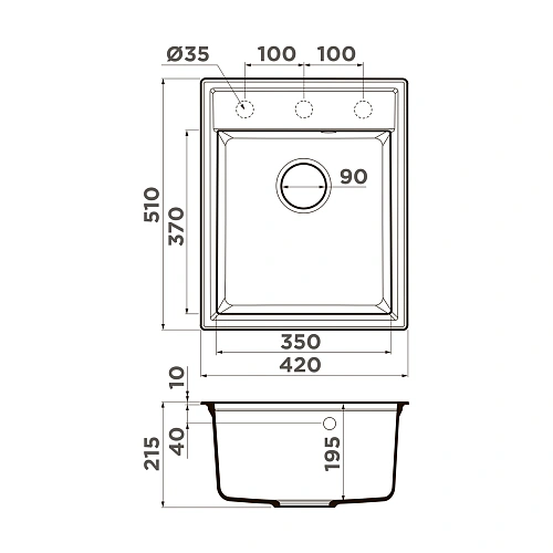 Кухонная мойка Omoikiri Daisen 42-BL Artgranit/черный 4993606 Кухонная мойка Omoikiri Daisen 42-BL Artgranit/черный 4993606