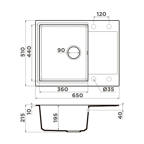 Кухонная мойка Omoikiri Daisen 65-DC Artgranit/коричневый 4993683 Кухонная мойка Omoikiri Daisen 65-DC Artgranit/коричневый 4993683