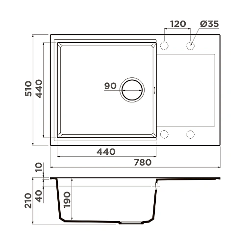 Кухонная мойка Omoikiri Daisen 78-LB-DC Artgranit/коричневый 4993691 Кухонная мойка Omoikiri Daisen 78-LB-DC Artgranit/коричневый 4993691