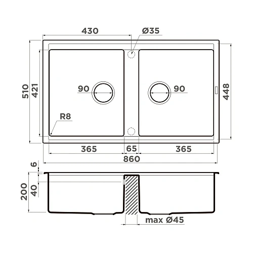Кухонная мойка Omoikiri Kitagawa 86-2-GB Artceramic/графит 4993492 Кухонная мойка Omoikiri Kitagawa 86-2-GB Artceramic/графит 4993492