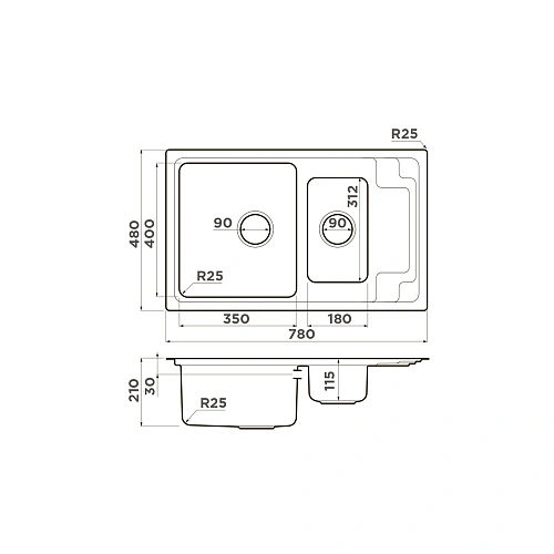 Кухонная мойка Omoikiri Mizu 78-2-IN нерж.сталь/нержавеющая сталь 4973731 Кухонная мойка Omoikiri Mizu 78-2-IN нерж.сталь/нержавеющая сталь 4973731