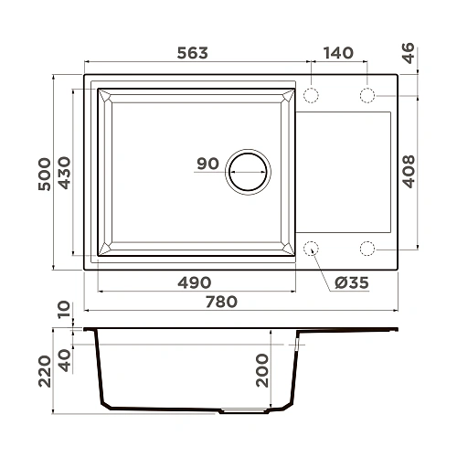 Кухонная мойка Omoikiri Sakaime 78-LB-DC Tetogranit/коричневый 4993904 Кухонная мойка Omoikiri Sakaime 78-LB-DC Tetogranit/коричневый 4993904