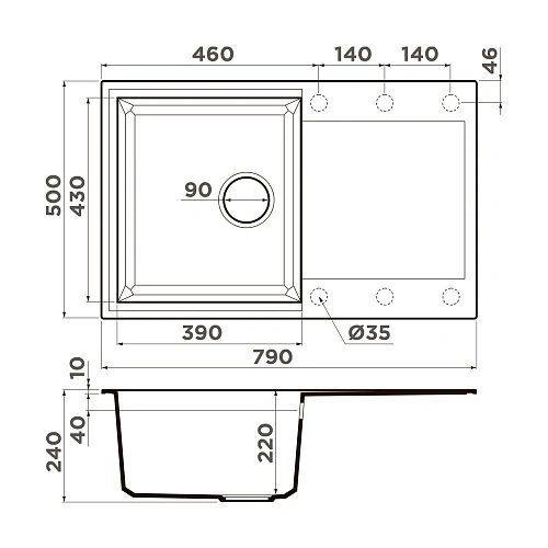 Кухонная мойка Omoikiri Sakaime 79-CH Tetogranit/бежевый 4993283 Кухонная мойка Omoikiri Sakaime 79-CH Tetogranit/бежевый 4993283