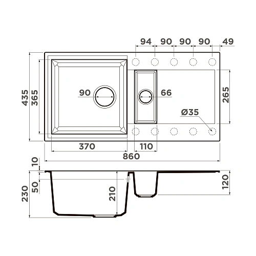 Кухонная мойка Omoikiri Sakaime 86-2-WH Tetogranit/белый 4993129 Кухонная мойка Omoikiri Sakaime 86-2-WH Tetogranit/белый 4993129