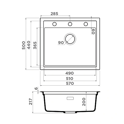 Кухонная мойка Omoikiri Sintesi 57-GR Artceramic/leningrad grey 4997144 Кухонная мойка Omoikiri Sintesi 57-GR Artceramic/leningrad grey 4997144