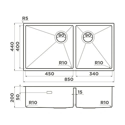 Кухонная мойка Omoikiri Taki 85-2-LB-U/IF-GB Side нержавеющая сталь/графит 4997039 Кухонная мойка Omoikiri Taki 85-2-LB-U/IF-GB Side нержавеющая сталь/графит 4997039