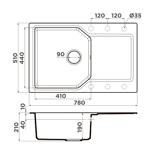 Кухонная мойка Omoikiri Yonaka 78-DC Artgranit/коричневый 4993707 Кухонная мойка Omoikiri Yonaka 78-DC Artgranit/коричневый 4993707