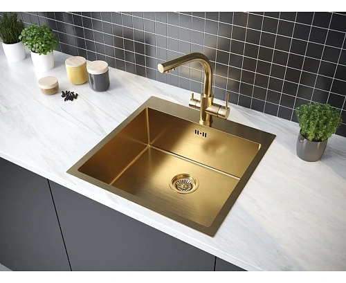 Кухонная мойка Paulmark KRONER 51, PM215151-BG, брашированное золото, 510х510мм Кухонная мойка Paulmark KRONER 51, PM215151-BG, брашированное золото, 510х510мм