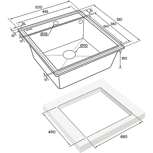 Кухонная мойка Paulmark STEPIA 50 PM115051-BLM, черный металлик, 500х510 Кухонная мойка Paulmark STEPIA 50 PM115051-BLM, черный металлик, 500х510