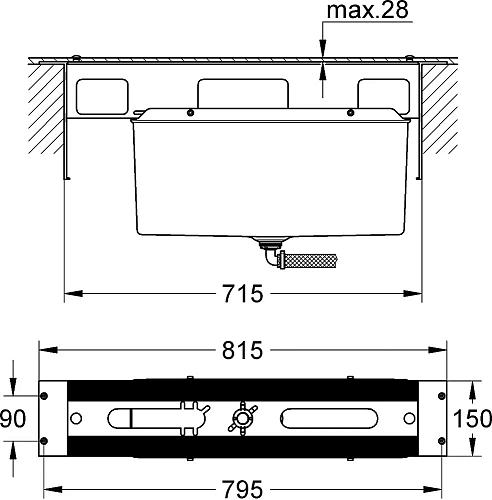 Монтажный ящик для установки смесителей на бортик ванной GROHE (29037000) Монтажный ящик для установки смесителей на бортик ванной GROHE (29037000)