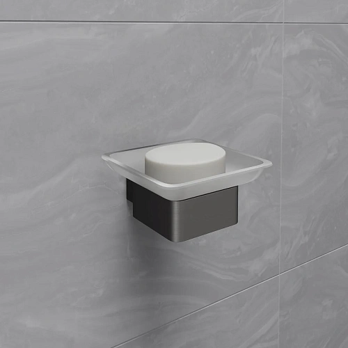 Мыльница Lemark SMOOTH LINE с держателем, графит 9746018 Мыльница Lemark SMOOTH LINE с держателем, графит 9746018