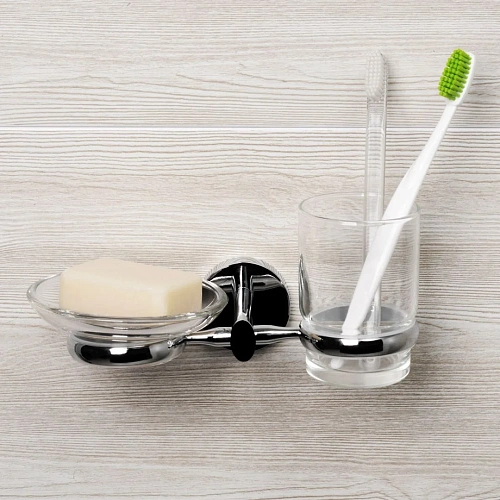 Мыльница WasserKRAFT Rhein K-6226 Держатель стакана и мыльницы хром Мыльница WasserKRAFT Rhein K-6226 Держатель стакана и мыльницы хром