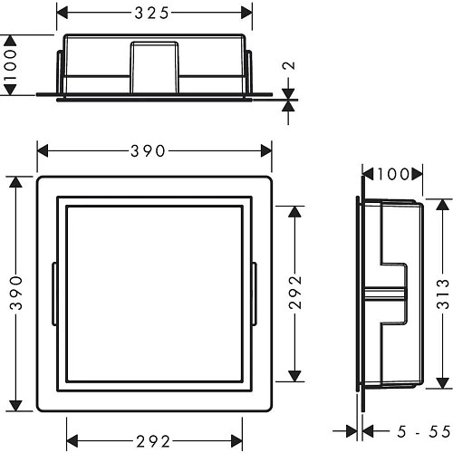 Настенный короб Hansgrohe XtraStoris Individual, с дизайнерской рамой, 30х30х10 см 56097700, матовый Настенный короб Hansgrohe XtraStoris Individual, с дизайнерской рамой, 30х30х10 см 56097700, матовый