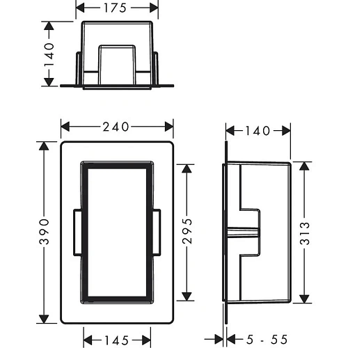 Настенный короб Hansgrohe XtraStoris Rock 30х30х14 см с дверью для облицовки плиткой 56088700, матов Настенный короб Hansgrohe XtraStoris Rock 30х30х14 см с дверью для облицовки плиткой 56088700, матов