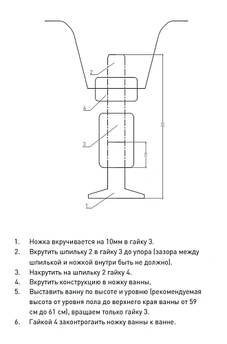 Ножка для ванны Salini D32 и резьбой М10х25 металл 28101 из искусственного камня Ножка для ванны Salini D32 и резьбой М10х25 металл 28101 из искусственного камня