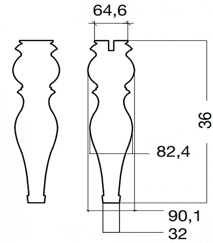 Ножки для мебели Armadi Art 882-G массив золото, h36 (пара) Ножки для мебели Armadi Art 882-G массив золото, h36 (пара)