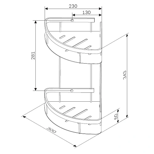 Полка AM.PM Sense L A7454200 угловая, двухъярусная, хром Полка AM.PM Sense L A7454200 угловая, двухъярусная, хром