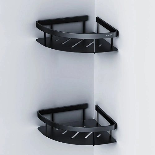 Полка AM.PM Sense L A7454222 угловая, двухъярусная, черный Полка AM.PM Sense L A7454222 угловая, двухъярусная, черный