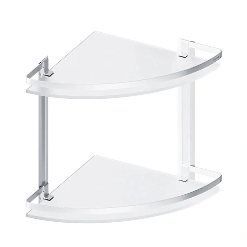 Полка AM.PM Sense L A7456200 двухуровневая, угловая, стеклянная, алюминий Полка AM.PM Sense L A7456200 двухуровневая, угловая, стеклянная, алюминий