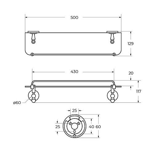 Полка Art&Max Antic Crystal (AM-E-2682SJ-Br) бронза Полка Art&Max Antic Crystal (AM-E-2682SJ-Br) бронза