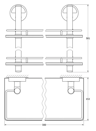 Полка FBS Luxia LUX 062 длина 30 см двойная Полка FBS Luxia LUX 062 длина 30 см двойная