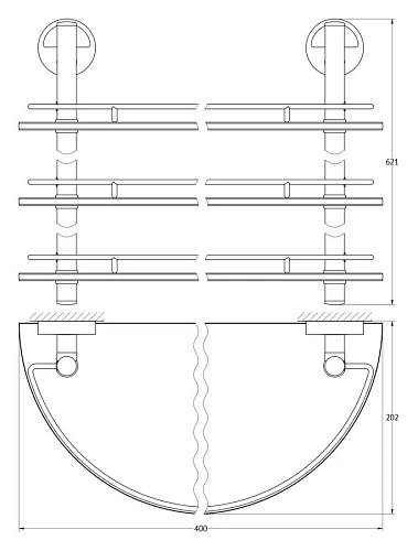 Полка FBS Luxia LUX 082 3-х ярусная с ограничителем Полка FBS Luxia LUX 082 3-х ярусная с ограничителем