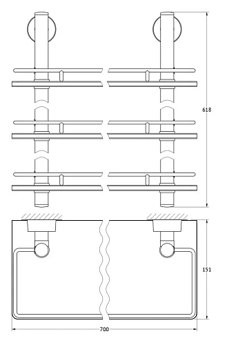 Полка FBS Nostalgy NOS 071 3-х ярусная длина 70 см Полка FBS Nostalgy NOS 071 3-х ярусная длина 70 см