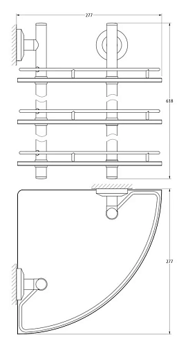 Полка FBS Standard STA 073 угловая 3-х уровневая Полка FBS Standard STA 073 угловая 3-х уровневая