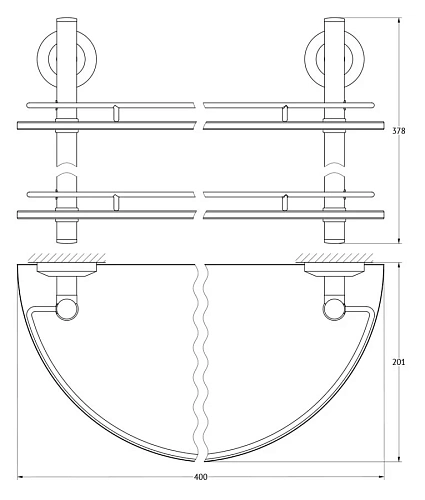 Полка FBS Standard STA 081 2-х ярусная полукруглая Полка FBS Standard STA 081 2-х ярусная полукруглая