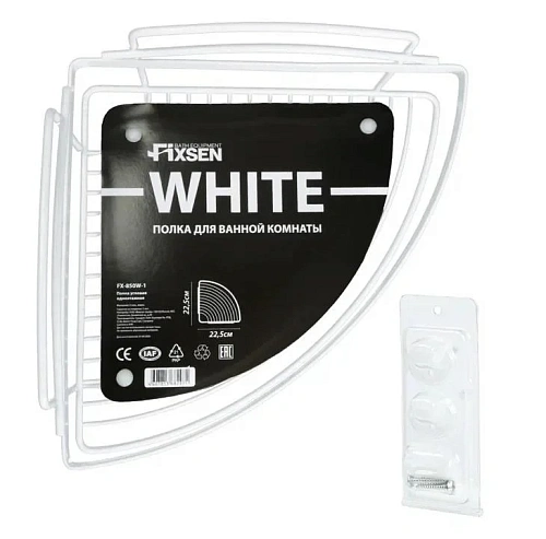 Полка Fixsen FX-850W-1 угловая одноэтажная белая Полка Fixsen FX-850W-1 угловая одноэтажная белая