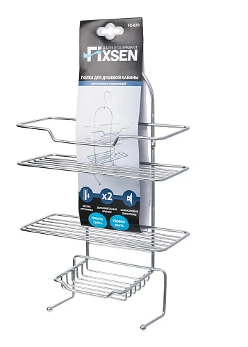 Полка Fixsen FX-870 прямоугольная трехэтажная хром Полка Fixsen FX-870 прямоугольная трехэтажная хром