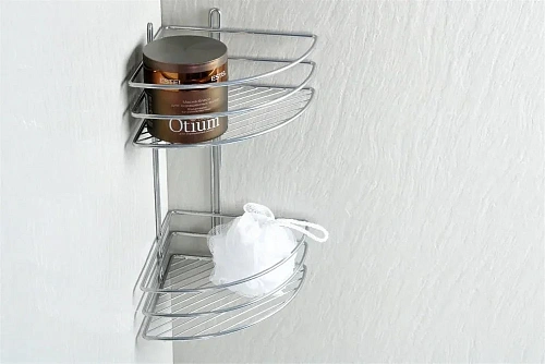 Полка Fixsen, FX-710-2 угловая двухэтажная хром Полка Fixsen, FX-710-2 угловая двухэтажная хром