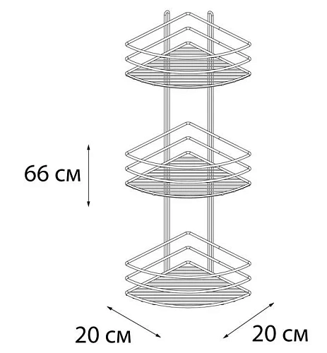 Полка Fixsen, FX-710-3 угловая трехэтажная хром Полка Fixsen, FX-710-3 угловая трехэтажная хром