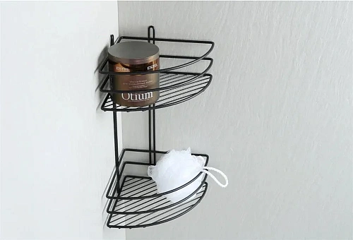 Полка Fixsen, FX-710B-2 угловая двухэтажная черная Полка Fixsen, FX-710B-2 угловая двухэтажная черная