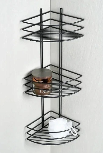 Полка Fixsen, FX-710B-3 угловая трехэтажная черная Полка Fixsen, FX-710B-3 угловая трехэтажная черная