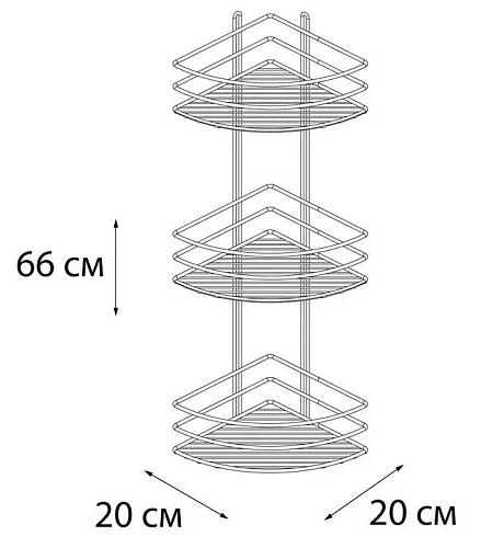 Полка Fixsen, FX-710B-3 угловая трехэтажная черная Полка Fixsen, FX-710B-3 угловая трехэтажная черная