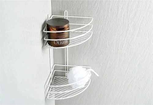 Полка Fixsen, FX-710W-2 угловая двухэтажная белая Полка Fixsen, FX-710W-2 угловая двухэтажная белая