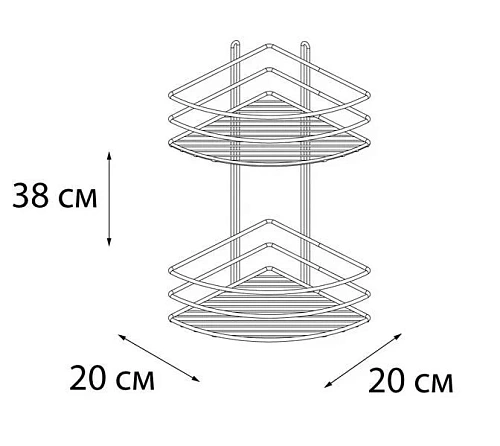 Полка Fixsen, FX-710W-2 угловая двухэтажная белая Полка Fixsen, FX-710W-2 угловая двухэтажная белая