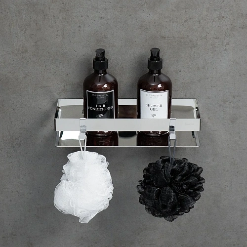 Полка Lemark 300 мм SHELF LINE с крючками, хром 9771049 Полка Lemark 300 мм SHELF LINE с крючками, хром 9771049