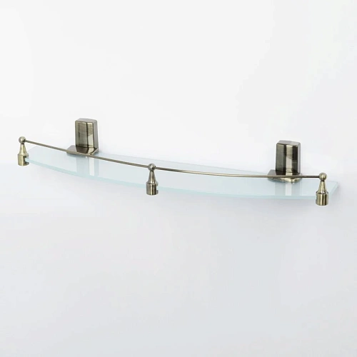 Полка WasserKRAFT Exter K-5244 стеклянная с бортиком светлая бронза Полка WasserKRAFT Exter K-5244 стеклянная с бортиком светлая бронза